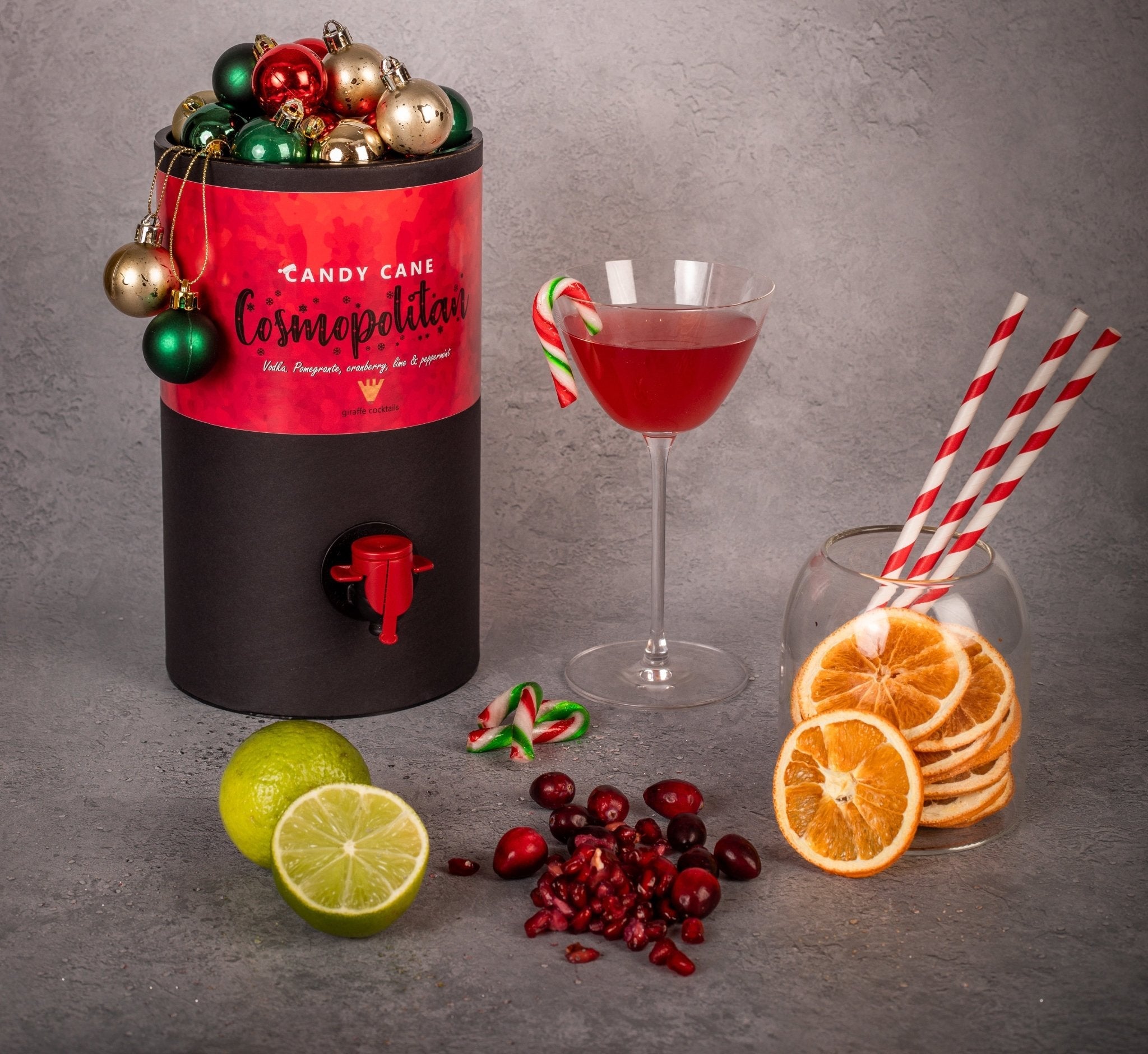 Candy Cane Cosmo Giraffe Cocktails