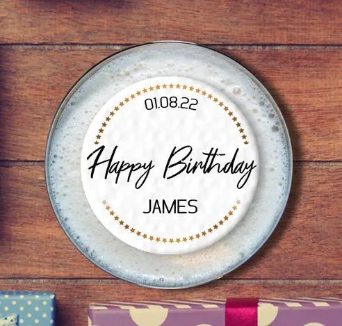 Personalised Birthday Topper | Gold Stars Giraffe Cocktails