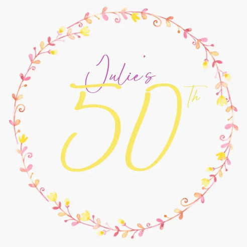Personalised Birthday Topper | Pink and Yellow Flowers Giraffe Cocktails