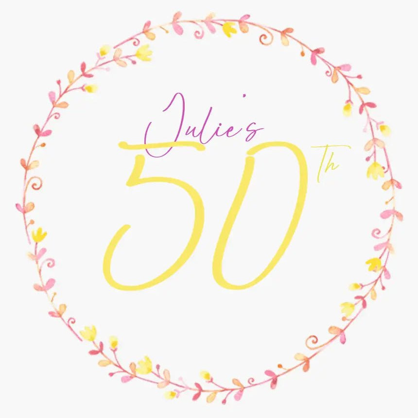 Personalised Birthday Topper | Pink and Yellow Flowers Giraffe Cocktails