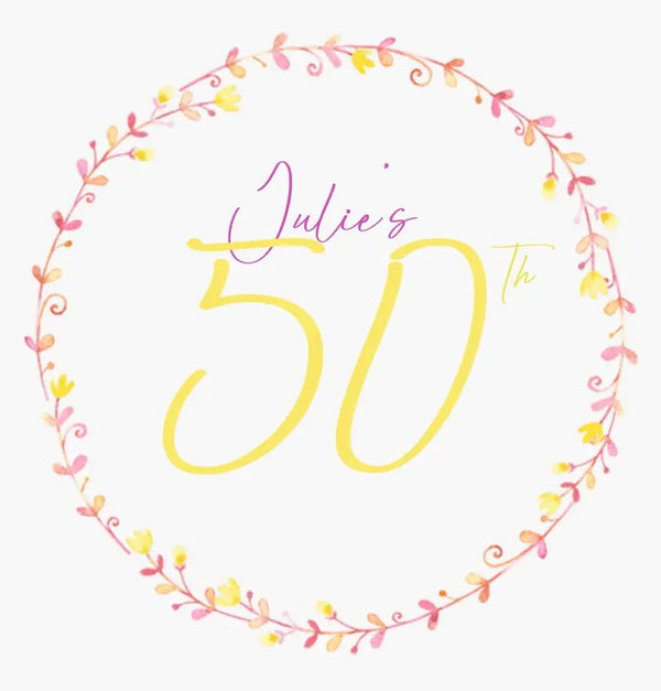 Personalised Birthday Topper | Pink and Yellow Flowers Giraffe Cocktails