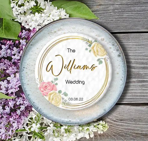 Personalised Wedding Topper | Gold Flower Ring Giraffe Cocktails