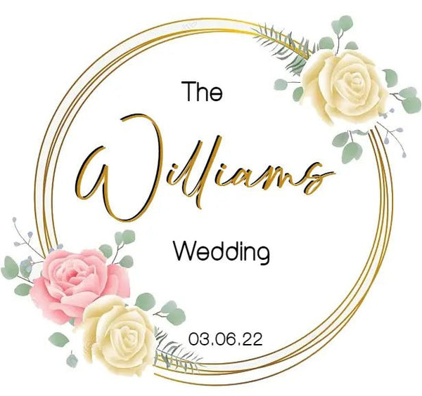 Personalised Wedding Topper | Gold Flower Ring Giraffe Cocktails