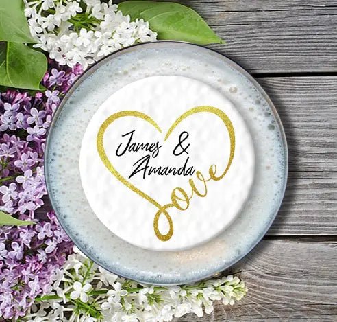 Personalised Wedding Topper | Gold Heart Giraffe Cocktails