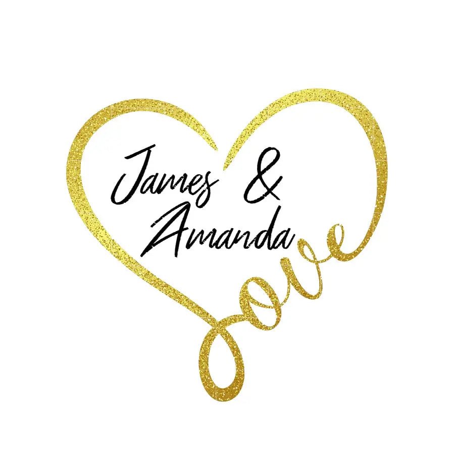 Personalised Wedding Topper | Gold Heart Giraffe Cocktails