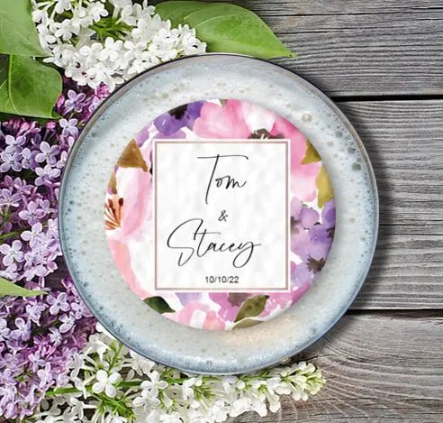 Personalised Wedding Topper | Watercolour flowers Giraffe Cocktails