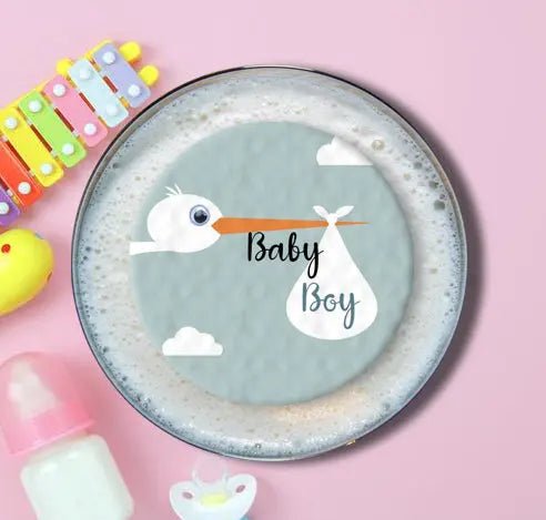 Personalised Baby Shower Topper | Boy Stork - Giraffe Cocktails