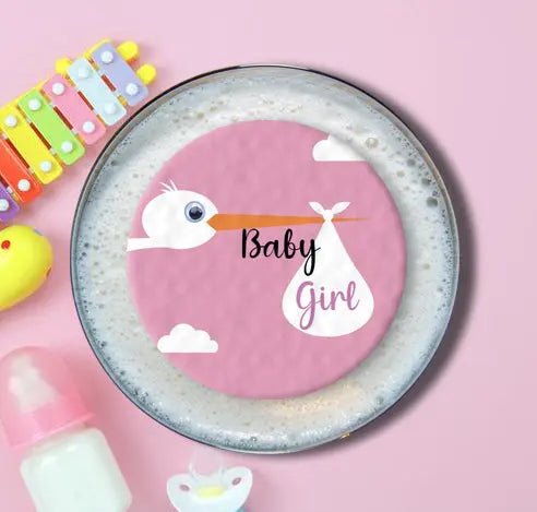 Personalised Baby Shower Topper | Girl Stork - Giraffe Cocktails
