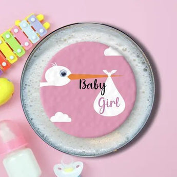Personalised Baby Shower Topper | Girl Stork - Giraffe Cocktails