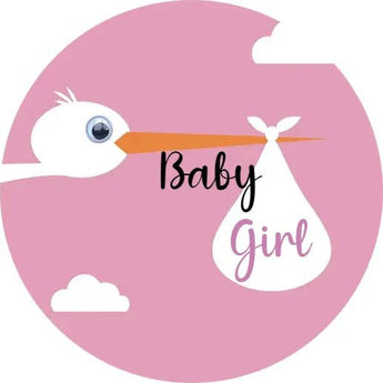 Personalised Baby Shower Topper | Girl Stork - Giraffe Cocktails