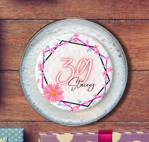 Personalised Birthday Topper | Asymmetrical flower ring - Giraffe Cocktails
